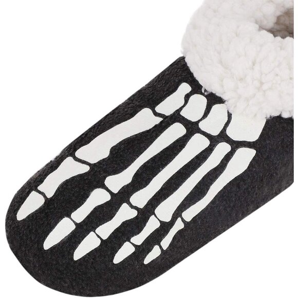 Women Skeleton Glow in The Dark Plush Fuzzy Slippers Cozy House Shoes - Picture 4 of 6